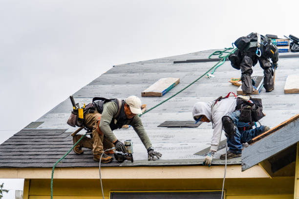 Professional Gutter Installation technician working in Menlo, IA
